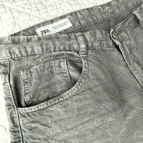 Zara Gray Flare Wide Leg Jeans High-Waisted - Picture 8 of 11